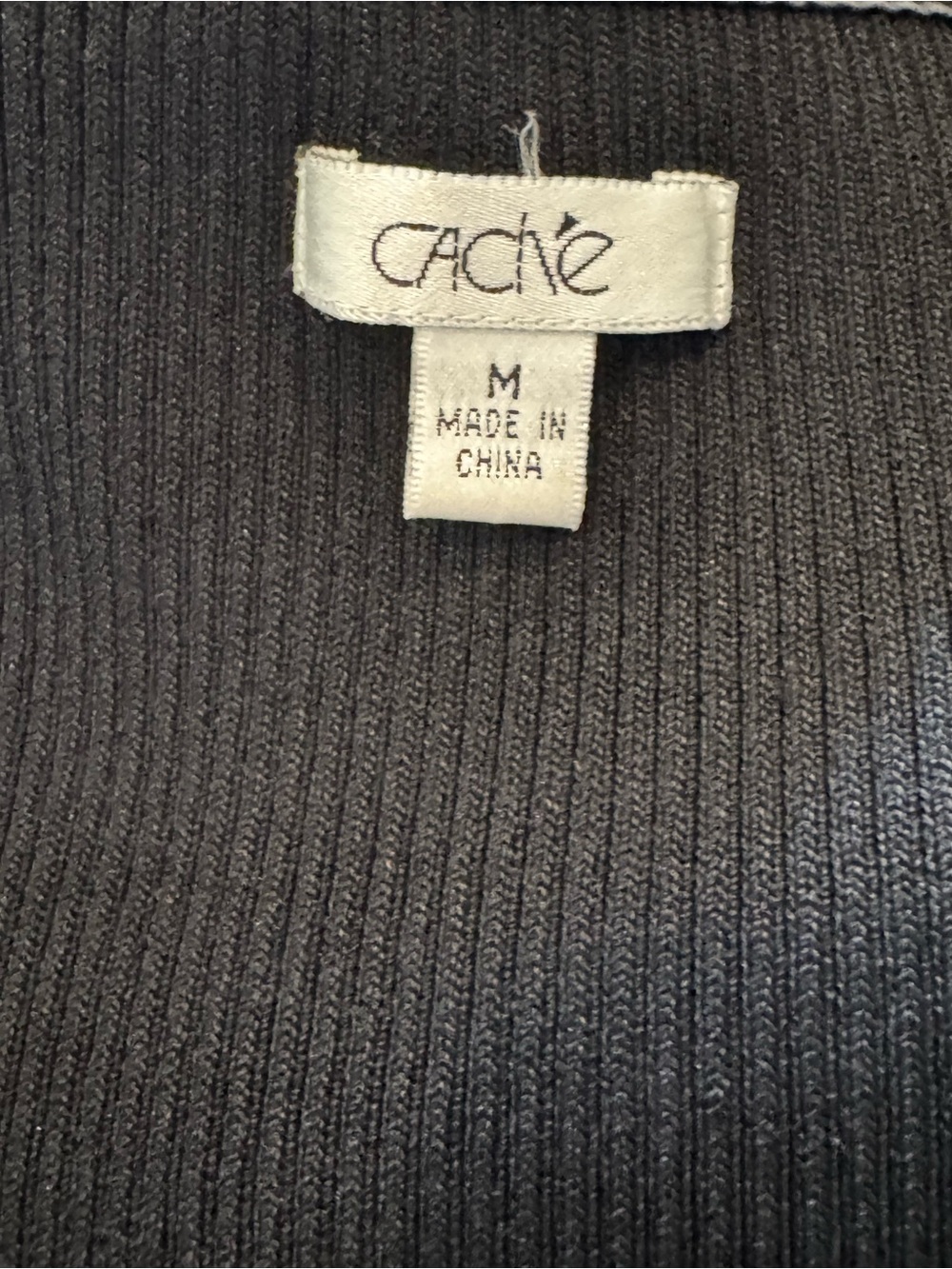Cache Black Ribbed Cardigan with Black and White Fringe Trim - Picture 5 of 5